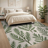 Green Fern Leaf Pattern Area Rug