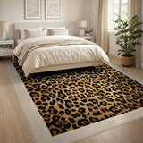 Bold Black Gold Leopard Print Area Rug