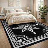 Ornate Snowflake Black White Geometric Area Rug