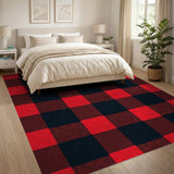 Rustic Farmhouse Red Black Buffalo Plaid Rustic Area Rug