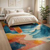 Coastal Surfboards Sunset Waves Area Rug
