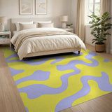 Abstract Wavy Purple on Sunny Yellow Area Rug