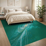 Emerald Nebula Swirl Abstract Area Rug