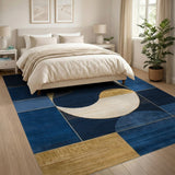 Blue and Gold Geometric Area Rug