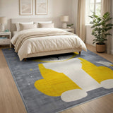 Cute Yellow Lion Cartoon Kids Area Rug with Stars