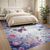 ODIKA Washable Butterfly Floral Area Rug