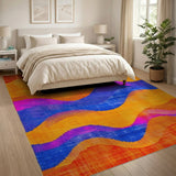 Vibrant Wavy Pixel Geometric Area Rug