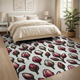 Pink Protea Bud Floral Area Rug