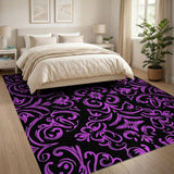 Purple Floral Vintage Elegant Purple Damask Floral Area Rug