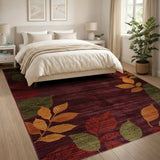 Autumn Leaves Maroon Area Rug