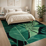 Emerald Monstera Leaf Abstract Area Rug