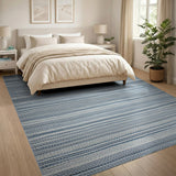 Blue Striped Coastal Woven Area Rug