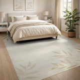 Beige Watercolor Leaf Area Rug
