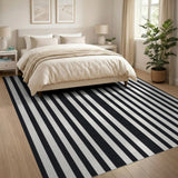 Black and White Geometric Modern Bold Black White Vertical Stripe Rug
