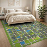 Vibrant City Grid Blueprint Area Rug