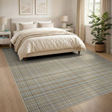 Tan Brown Plaid Grid Area Rug