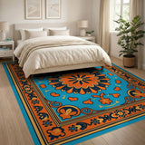 Multi-color and Patterns Teal Orange Persian Medallion Area Rug