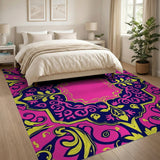 Vibrant Pink Navy Persian Medallion Area Rug