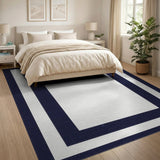 Navy Blue Bordered Area Rug