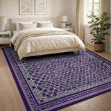 Purple Geometric Lattice Geometric Modern Area Rug