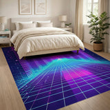Cyberpunk Neon Sunset City Grid Area Rug