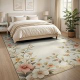 Vintage Floral Beige Area Rug with Delicate Blooms