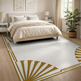 Gold Art Deco Sunburst Border Area Rug