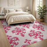Elegant Pink Elegant Pink Damask Floral Area Rug
