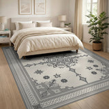 Ornate Grey Mandala Persian Area Rug