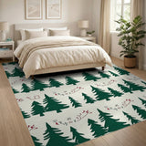 Whimsical Green Christmas Tree Doodle Area Rug