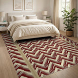 Red Geometric Modern Bold Red Chevron Zigzag Area Rug