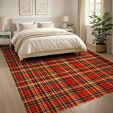 Red Bold Red Tartan Plaid Area Rug