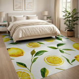 Watercolor Lemon Fruit Pattern Area Rug