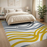 Abstract Wave Area Rug in Yellow Grey