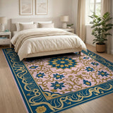 Opulent Pink Persian Floral Medallion Rug