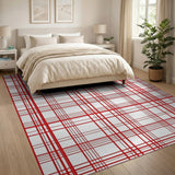 Bold Red Plaid Checkered Area Rug