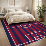 Navy Red Soccer Field Striped Area Rug