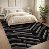 Black and White Distressed Grey Diagonal Stripe Area Rug