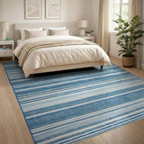 Coastal Beach Coastal Blue Striped Area Rug