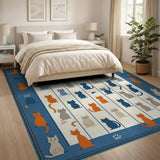 Whimsical Cartoon Cats Quilt Area Rug