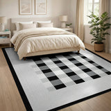 Black and White Bold Black White Checkered Geometric Area Rug
