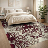 Red Octopus Swirl Area Rug