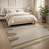 Beige Tan Wavy Abstract Area Rug