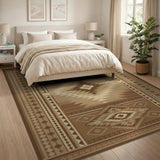 Geometric Brown and Tan Southwestern Geometric Brown Tan Area Rug