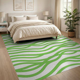 Vibrant Green Wave Abstract Area Rug