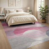 Pink Fluid Pink Grey Abstract Area Rug