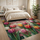 Vibrant Tulip Basket Weave Area Rug