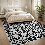 Floral Ornate Black White Persian Floral Area Rug