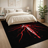 Edgy Red Sword Blood Splatter Area Rug