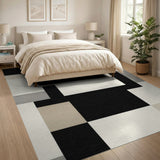 Geometric Modern Black and White Geometric Black White Abstract Area Rug